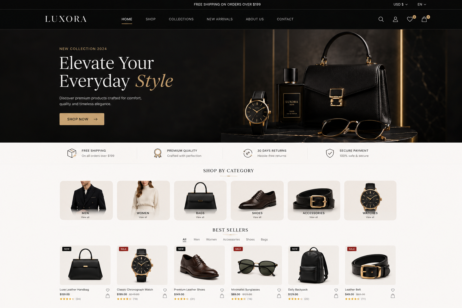 Luxora luxury e-commerce web design and conversion-focused experience