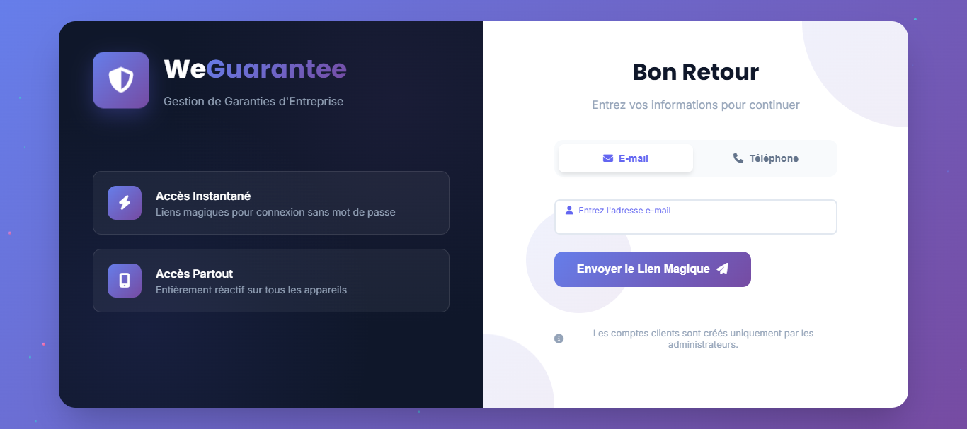 WeGuarantee Client login